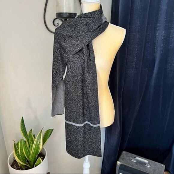 Furla Metallic Knit Scarf, Wool, Black & Gray, Reversible,Designer Luxury, NWT - Picture 8 of 15
